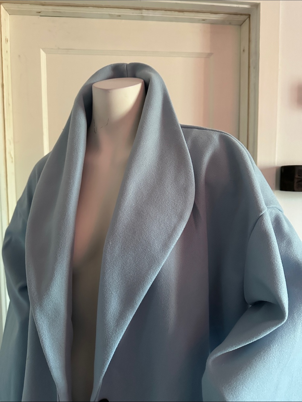Light Pastel Baby Blue Oversized Shawl Collar Fall Coat NWOT plus size XXL 2xl